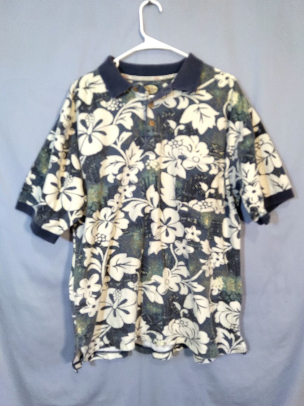Vintage Tommy Bahama Hawaiian Style Tropical Print Polo Shirt